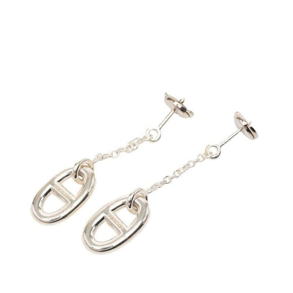 Hermes Chaine dAncre Earrings Sterling Silver 925